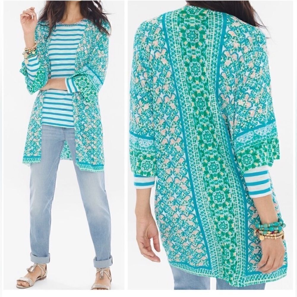Chico’s Boho Style Printed Open Shrug 3=XL